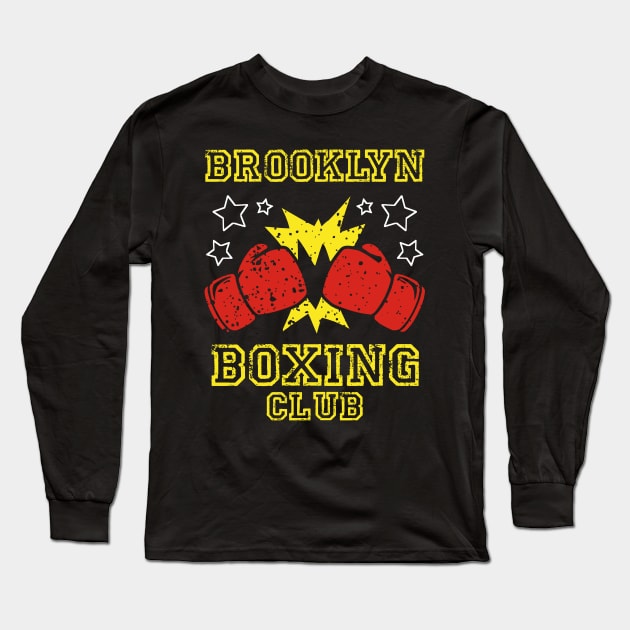 brooklyn boxing club, vintage style boxing gloves design for boxers and boxing fans Long Sleeve T-Shirt by A Comic Wizard